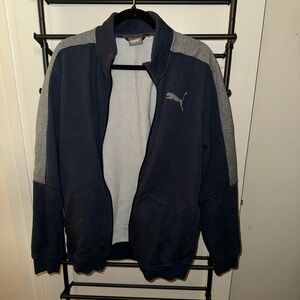 Puma Men's Zip-Up Sweater in Navy and Gray
